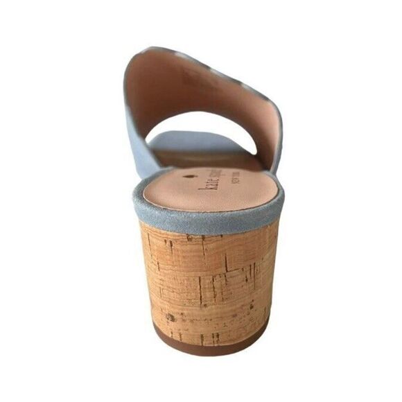 Kate Spade Blythe Mule Sandals Sz 6.5 Blue Suede Designer Minimalist Resort Chic - Picture 15 of 16